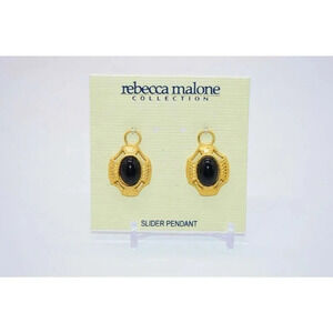 Rebecca Malone Gold Tone Black Cabochon Slider
